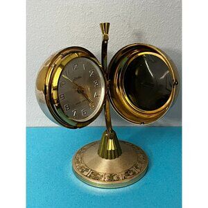Linden Germany 7-Jewel Globe Desk Travel Clock W/ Zodiac Signs On Base rare runs